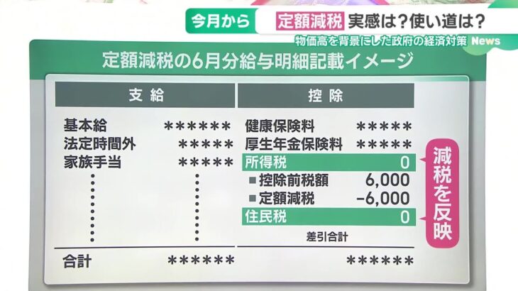 6月から“定額減税”始まる　住民税については6月は一律ゼロ円「明細を見て知った」年代により反応は様々 (24/06/25 14:21)