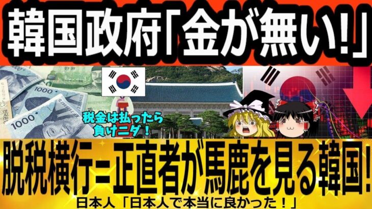 【ゆっくり解説】韓国政府「税金が無い！」正直者が馬鹿を見る韓国＝脱税横行！？　韓国ゆっくり解説（爆）