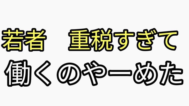 若者　重税すぎて働くのやーめた。税金払いたくない、働きたくない　正常です