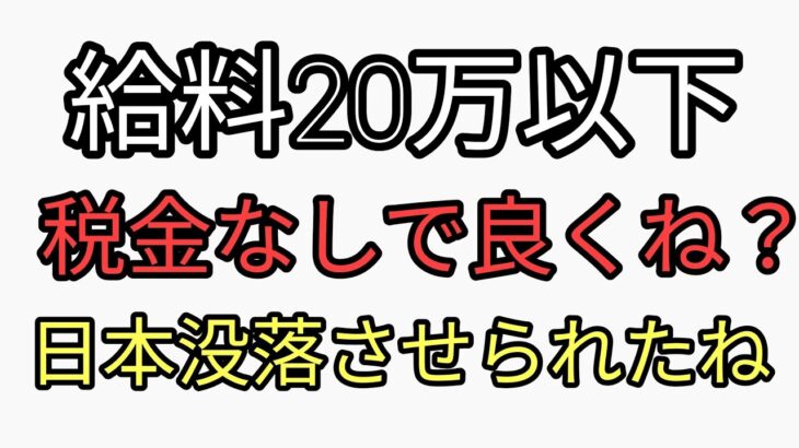 給料月収20万以下なら税金なしで良くね？日本は没落させられた