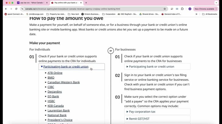 How to Pay CRA Tax Online? 如何网上支付CRA税金？（全球通用版， 2024 最新）
