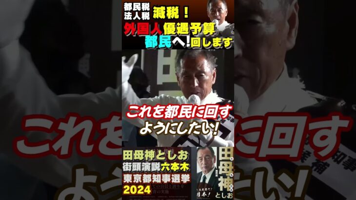 【都民税・法人税減税！外国人優遇予算を回します！】 #田母神俊雄