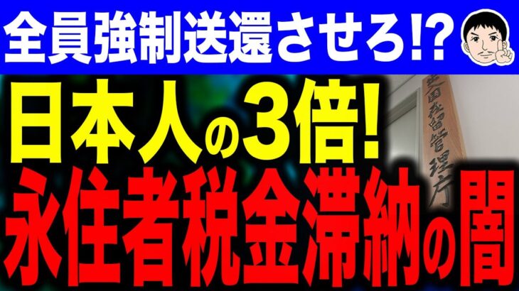 【何で日本人の税金で養う必要が有るの❓やめてくれ❕🤬】外国人永住者による税金滞納が深刻化！？滞納額が日本人の3倍に…強制送還させろ！