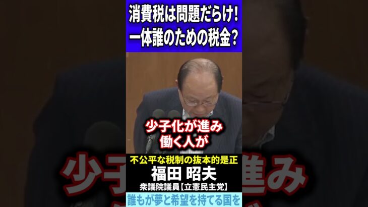 【福田昭夫】消費税は問題だらけ！一体誰のための税金？【国会中継】 #国会中継 #財務省 #自民党