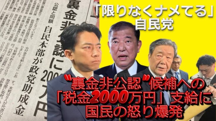 ｢限りなくナメてる｣自民党“裏金非公認”候補への｢税金2000万円｣支給に国民の怒り爆発…公約の｢ルールを守る｣もガン無視