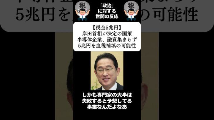 『【税金5兆円】岸田首相が決定の国策半導体企業、融資集まらず5兆円を血税補填の可能性』に対する世間の反応