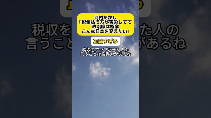 【称賛】河村たかし「日本は税金を払う方が苦労して税金で食べている方は極楽。こんな日本を変えたい！」 #時事 #河村たかし