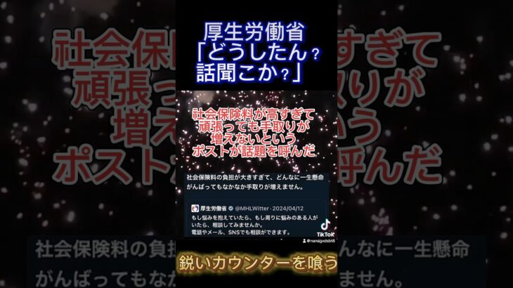 【批判】厚生労働省が綺麗なカウンターを喰らう#税金の無駄 #税金の無駄遣い #石破 #石破内閣 #厚生労働省#厚生労働省の責任 #補助金 #減税 #国民を舐めてる #偏向報道 #社会保険料