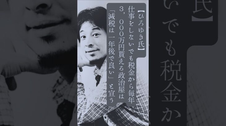 【ひろゆき氏】仕事をしないでも税金から毎年3000万円貰える政治屋は「減税は一年後で良い」と宣う #トリビア #日常