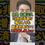 自民党 佐藤正久 「5兆円手取り増やしても経済効果ない」と発言し 炎上 #自民党 #基礎控除 #税金 #国民民主党 #減税