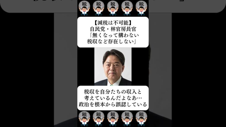 【減税は不可能】自民党・林官房長官「無くなって構わない税収など存在しない」…に対する世間の反応