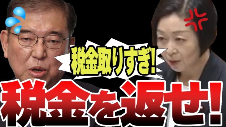 【税金を返せ!】消費税減税や廃止について、石破総理は減税をする気はないと答弁をする。国民に税金を返せ！櫛渕万里議員が吠える！