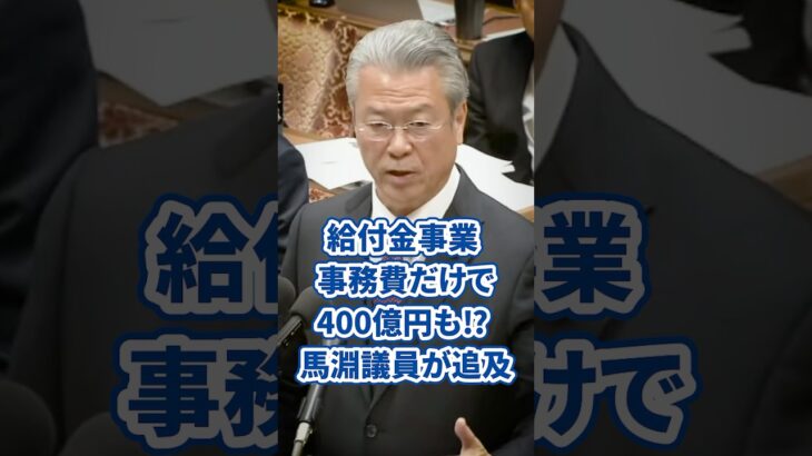 給付金事業の事務費だけで400億円? 馬淵議員が追及 #馬淵澄夫 #給付金 #税金の使い道