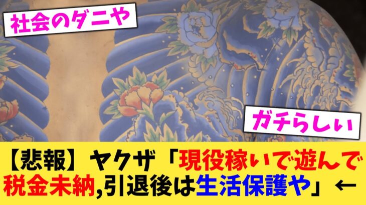 【悲報】ヤクザ「現役稼いで遊んで税金未納,引退後は生活保護や」←【2chまとめ】【2chスレ】【5chスレ】