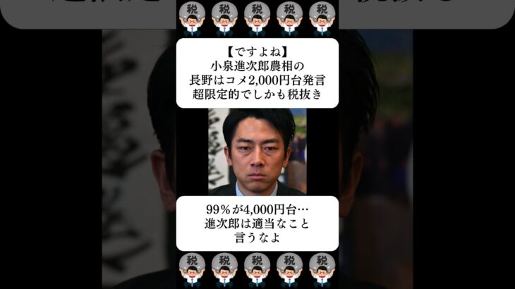 【ですよね】小泉進次郎農相の長野はコメ2,000円台発言、超限定的でしかも税抜き…に対する世間の反応
