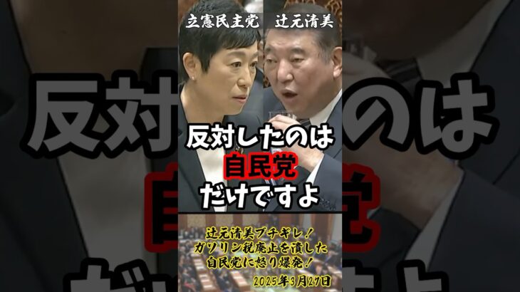 「国民にお詫びしろ！」辻元清美ブチギレ！ガソリン税廃止を潰した自民党に怒り爆発！【2025年3月27日】#shorts #辻元清美#立憲民主党#石破茂#政治#税金#自民党