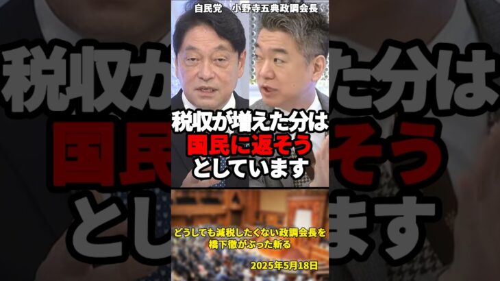 「消費税以外の財源ありますよね？」どうしても減税したくない小野寺政調会長を橋下徹がぶった斬る【2025年5月18日】#shorts#自民党#石破茂#小野寺五典#橋下徹#減税#社会保障#政治#消費税
