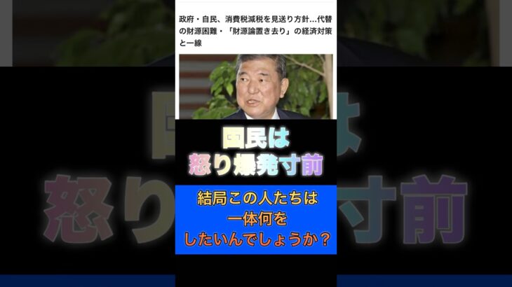 石破内閣、減税をやらない！言うことは、検討、財源がないばかり。国民は、怒り爆発寸前だ‼️#政治 #石破内閣 #国会議員 #税金 #自民党 #選挙 #財務省 #shorts #減税