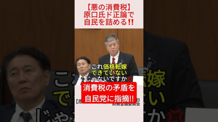 【原口氏】消費税の矛盾を指摘💢＃shorts ＃原口一博 ＃赤澤亮正 ＃消費税