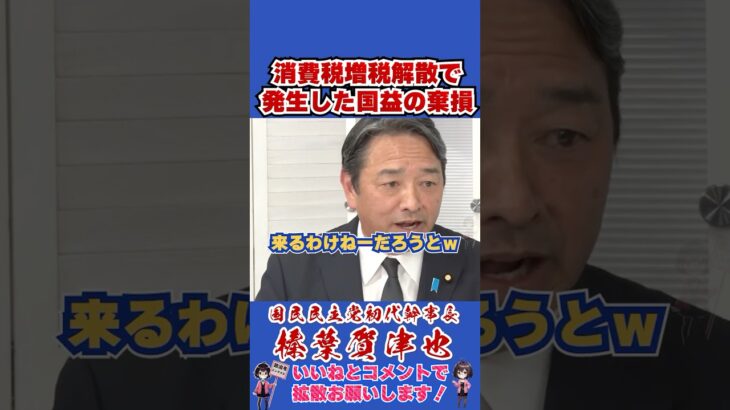 消費税増税解散で発生した国益の棄損 #榛葉賀津也 #榛葉幹事長 #国民民主党 #shorts