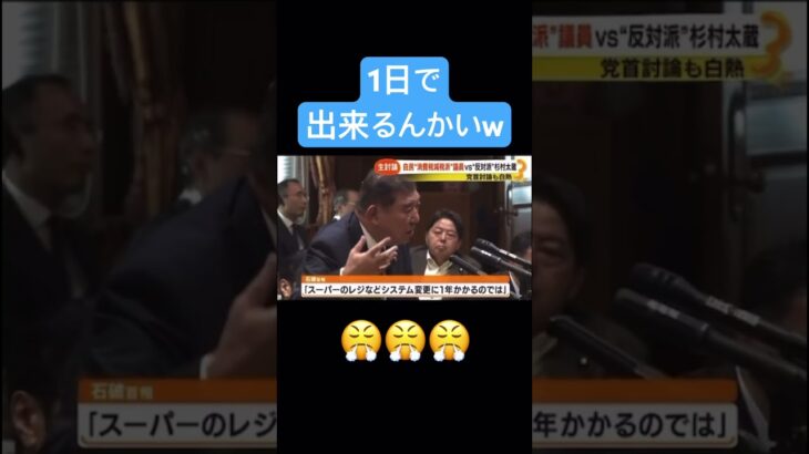 消費税上げるのは早いのに一旦下げて上げるのは時間がかかる？？？#shorts #fyp #funny #消費税 #石破茂 #ニュース #政治