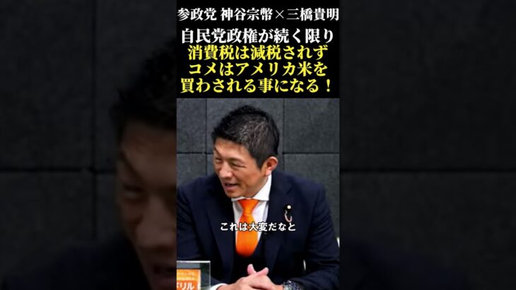 自民党政権が続く限り消費税は減税されずコメはアメリカ米を買わされる事になる！#参政党　#神谷宗幣　#三橋貴明　#政治　#消費税　#財務省　#自民党　#消費税減税　#国民負担増　#物価高　#物価高是正