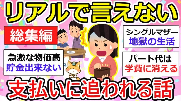 【子育て世帯】物価高で貧困化する中、教育費や税金の支払いに追われる日々、みんなどうしてる？【総集編】【作業用・聞き流し】【ガルちゃん】