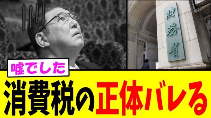 【暴露】財務省、消費税の正体が全てバレて完全終了→社会保障の財源は真っ赤な嘘だった