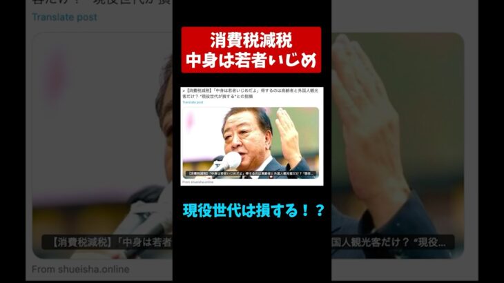 消費税減税中身は若者いじめ？