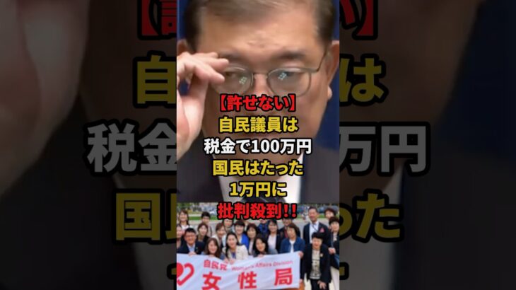 [許せない]自民議員は税金で100万 国民はたった1万円に批判殺到！！　#政治 #自民党 #国会 #増税