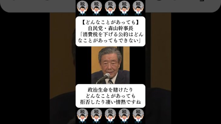 【どんなことがあっても】自民党・森山幹事長「消費税を下げる公約はどんなことがあってもできない」…に対する世間の反応