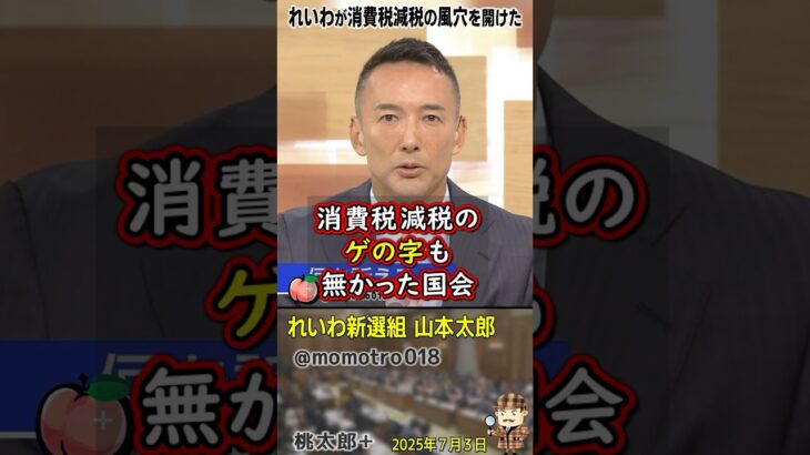 れいわ新選組 山本太郎『2019年れいわ結党時の国会は消費税減税のゲの字も無かった。この6年で何が起こったか？自民党以外の全党が消費税減税を掲げるようになった。議席を増やし更に大きな風穴を開けます』