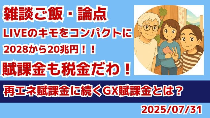 雑談ご飯・論点　2028から20兆円！賦課金も税金だわ！　GX賦課金とは