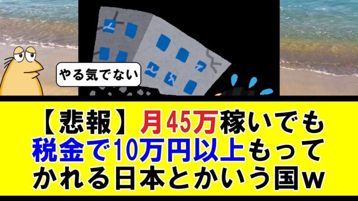 【悲報】月45万稼いでも税金で10万円以上もってかれる日本とかいう国ｗ【5ちゃんねる】