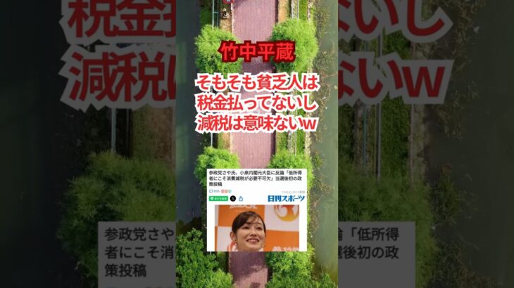 竹中平蔵「貧乏人は税金払ってないし減税意味ないｗ」 #shorts #減税 #竹中平蔵