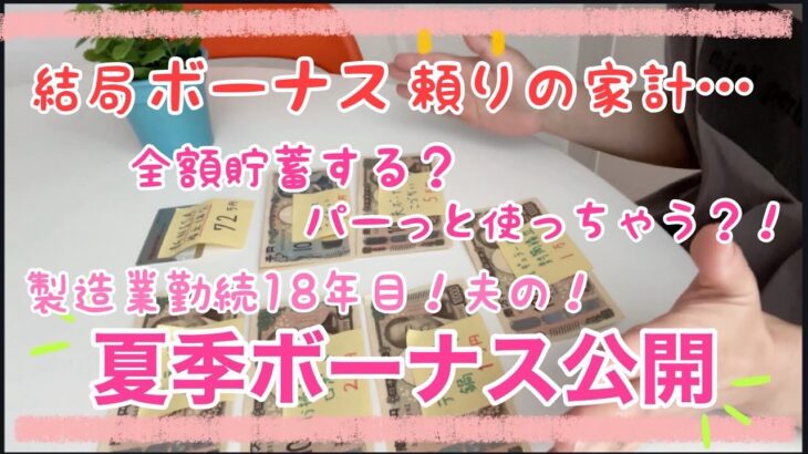 【賞与】夏季ボーナス額公開/大幅にアップ！でも税金が…/使い道は？/結局ボーナス頼りの家計に…