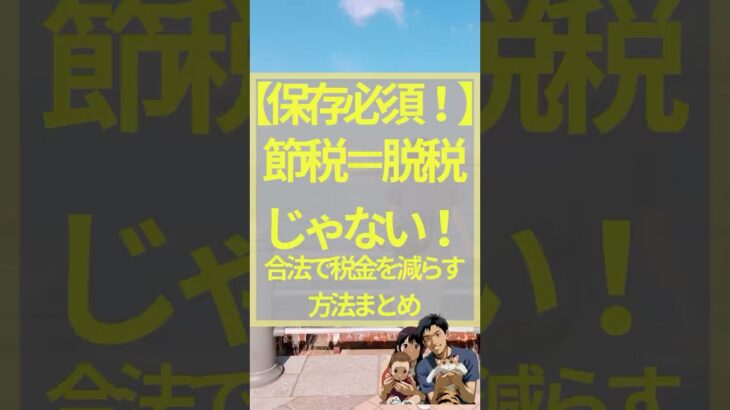 【保存必須！】節税＝脱税じゃない！合法で税金を減らす方法まとめ　#お金　#税金 #節税 #節税対策 #お金を増やす #お金を貯める