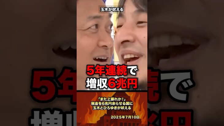 「また増収か！」税金を6兆円余らせる政府に玉木とひろゆきが吠える #政治 #政治家 #ひろゆき #自民党 #減税 #玉木